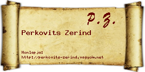 Perkovits Zerind névjegykártya